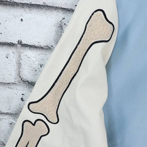 Nova Men Cone Applique Varsity Bomber Button Down Jacket Light Blue Size Xl - Picture 9 of 16